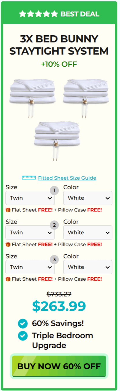 BED BUNNY STAYTIGHT SYSTEM offer price 